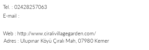 Village Garden Pansiyon telefon numaralar, faks, e-mail, posta adresi ve iletiim bilgileri